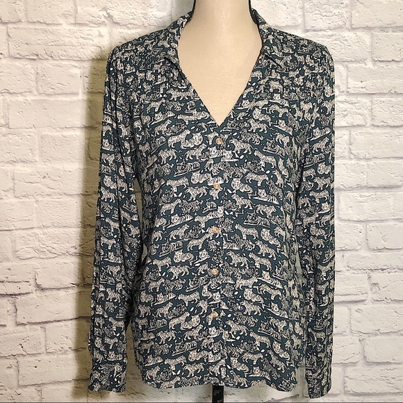 Anthropologie Tops - ANTHROPOLOGIE Maeve Amara Tiger Print Blouse Top